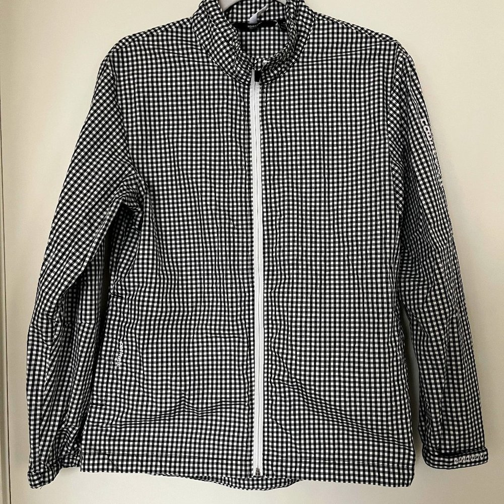 Abacus packable shell/windbreaker, EUC, black and white check, Women's size M